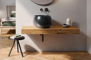 "Flow" Waschtischplatte aus Massivholz inkl. Wandbefestigung | Lapidispa® 