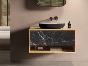 "Genero" Waschtischunterschrank aus Massivholz mit Keramik-Oberfläche | Lapidispa® 