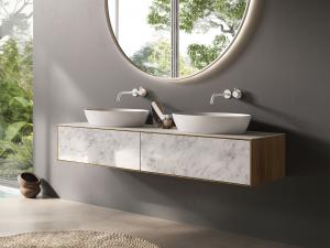 "Siro" Waschtischunterschrank aus Massivholz mit 2 Schubfächer von Lapidispa® 