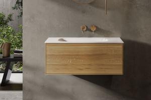 "Insa" Waschtischunterschrank 60 cm aus Massivholz inkl. Waschtisch aus Corian® | Lapidispa® 