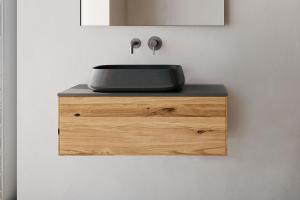 "Insa" Waschtischunterschrank aus Massivholz 60 cm inkl. Deckplatte aus Naturstein | Lapidispa® 