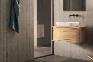 "Mero Plus" Waschtischunterschrank  aus Massivholz mit 2 Schubladen hängend | Lapidispa® 