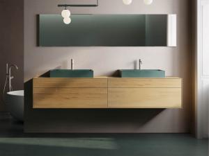 "Siro" Waschtischunterschrank aus Massivholz mit 4 Schubfächer | Lapidispa® 