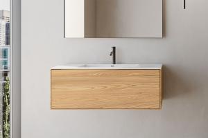 "Insa" Waschtischunterschrank aus Massivholz inkl. Waschtisch aus senstone® | Lapidispa® 