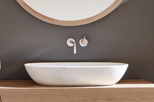 "Kuno" Aufsatzwaschtisch aus Marmor weiß | Lapidispa® 